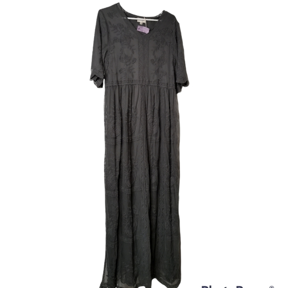 Orange Creek - Classy Charcoal Grey maxi lace event dress
